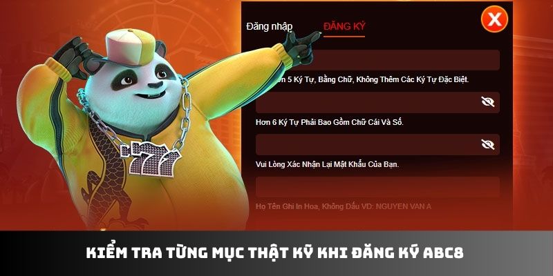 Kiểm tra từng mục thật kỹ khi đăng ký ABC8 