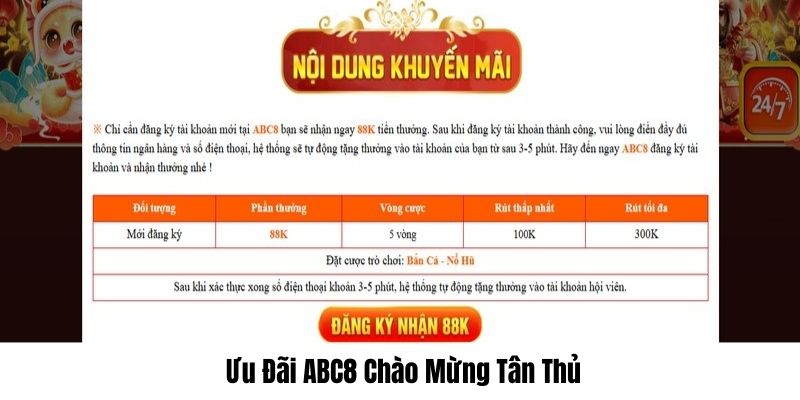 ABC8 tặng 88k chào mừng thành viên mới